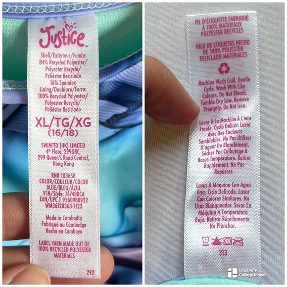 Justice Girls Ruffle Tankini Top with Watercolour Print Girls Size XL - Picture 10 of 10